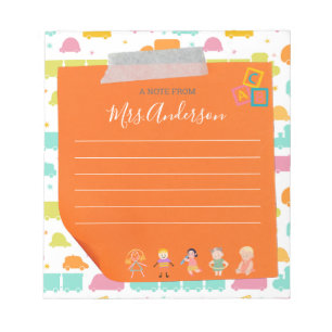Anpassningsbar Cute Orange A Note from Teacher Ant Anteckningsblock