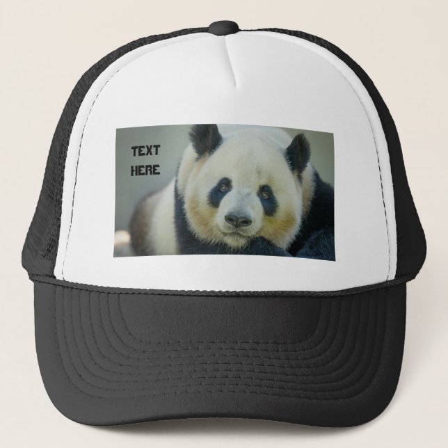 Anpassningsbar Cute Panda Tittar egen text Namn tr Keps (Framsida)