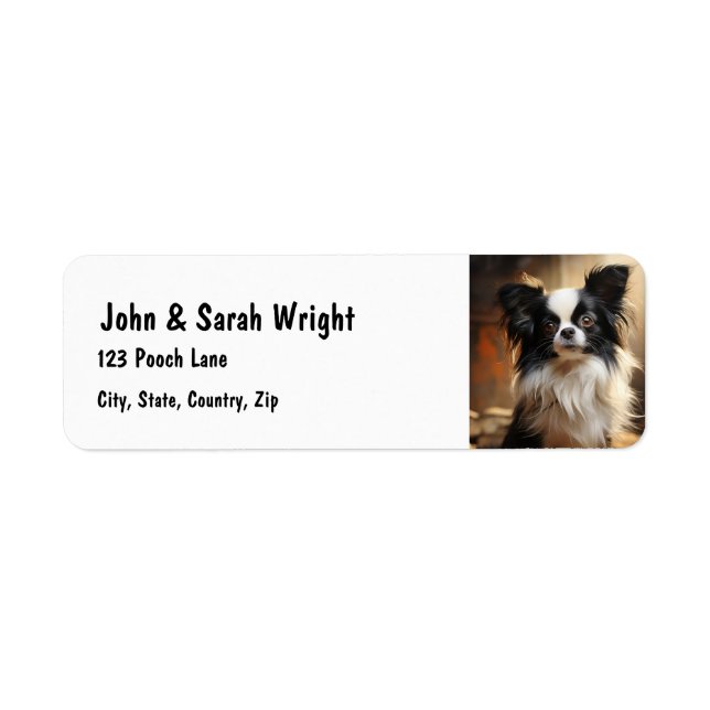 Anpassningsbar Cute Papillon Hund-adressetikett Returadress Etikett (Framsidan)