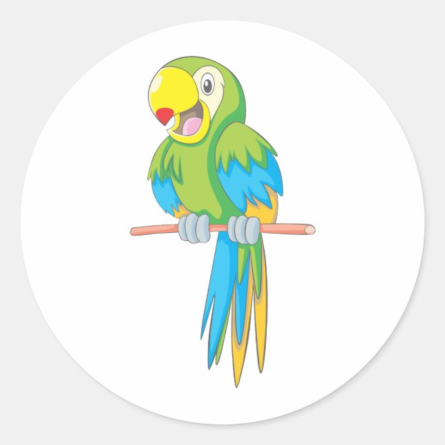 Anpassningsbar Cute Parrot-Tecknad Runt Klistermärke (Framsida)