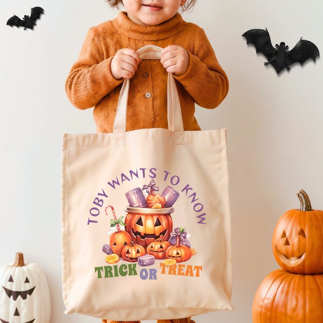 Anpassningsbar Cute Pumpkin Roligt Spooky Hallowee Tygkasse (Skapare uppladdad)