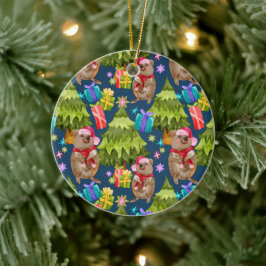 Anpassningsbar Cute Quokka Blue jul Ceramic Ornami Julgransprydnad Keramik