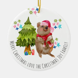 Anpassningsbar Cute Quokka jul Ceramic Ornament