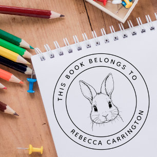 Anpassningsbar Cute Rabbit i Bok i Tillhör till Ba Stämpel