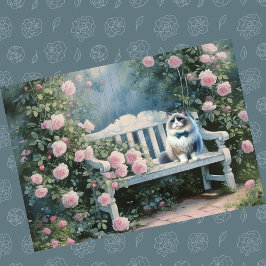 Anpassningsbar Cute Ragdoll Cat Garden Bench Birth Kort