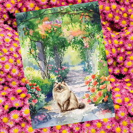 Anpassningsbar Cute Ragdoll Cat Summer Garden Birt Kort