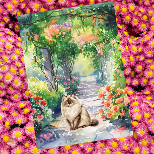 Anpassningsbar Cute Ragdoll Cat Summer Garden Birt Kort
