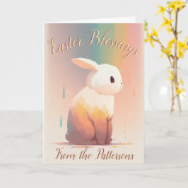 Anpassningsbar, Cute Rainbow Bunny, Personlig Påsk Kort