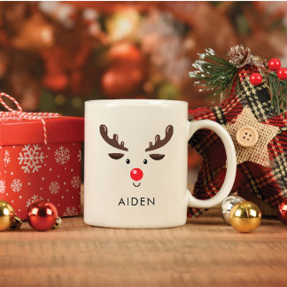 Anpassningsbar Cute Reindeer Ansikte Classic Mugg