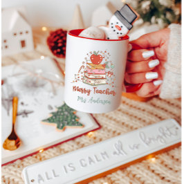 Anpassningsbar Cute Retro Merry Teacher jul Mugg