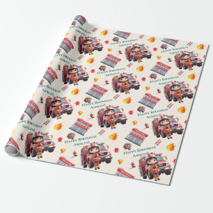 Anpassningsbar Cute Roligt 3D Firefighter Girls Bi Presentpapper
