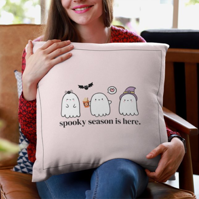 Anpassningsbar Cute Rosa Friendly Spöken Spooky Se Kudde (Skapare uppladdad)