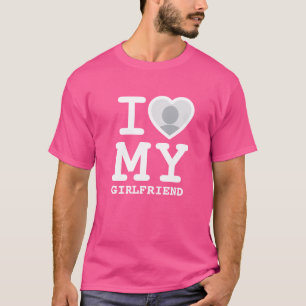 Anpassningsbar Cute Rosa I kärlek min flickvän man T Shirt