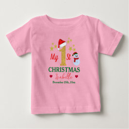 Anpassningsbar Cute Rosa Min första julklapp Julto T Shirt