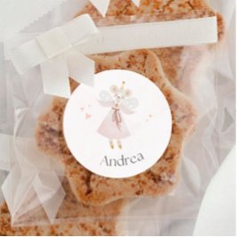 Anpassningsbar Cute Rosa Mouse-fästdon Runt Klistermärke