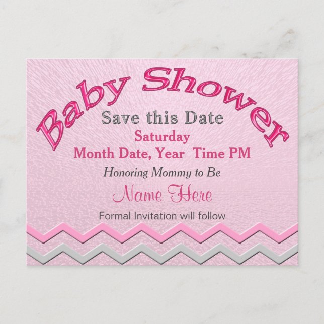 Anpassningsbar Cute Save Date for Baby Shower Card Meddelande Vykort (Framsida)