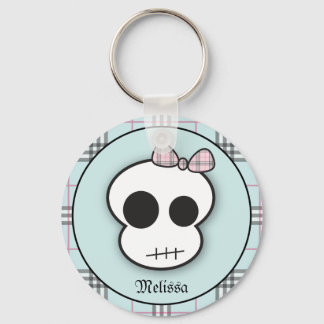 Anpassningsbar Cute Scary Skull: Teal Nyckelring