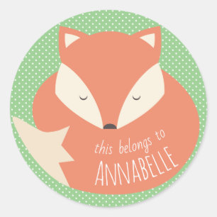 Anpassningsbar Cute Sleeping Fox Runt Klistermärke