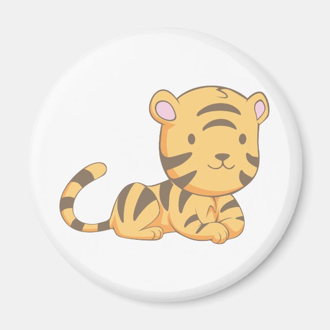 Anpassningsbar Cute Smiling Tecknad Baby Tiger Ung Magnet (Framsidan)