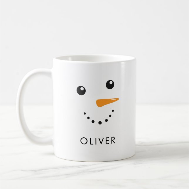 Anpassningsbar Cute Snögubbe Ansikte Classic Mugg (Vänster)