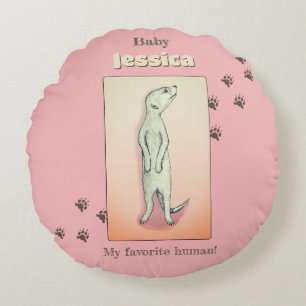 Anpassningsbar Cute Soft Rosa Peach Meerkat Baby N Rund Kudde