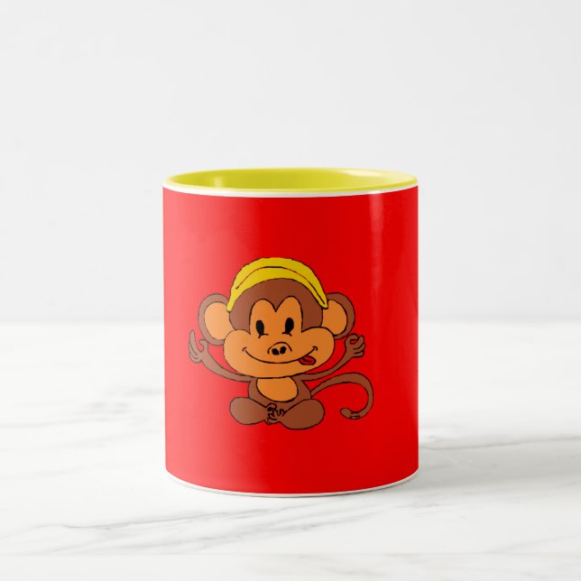 Anpassningsbar Cute-spelapa med Banana Två-Tonad Mugg (Center)