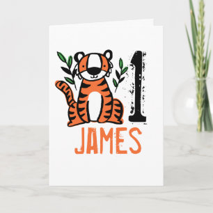 Anpassningsbar Cute Tiger Birgday Kort