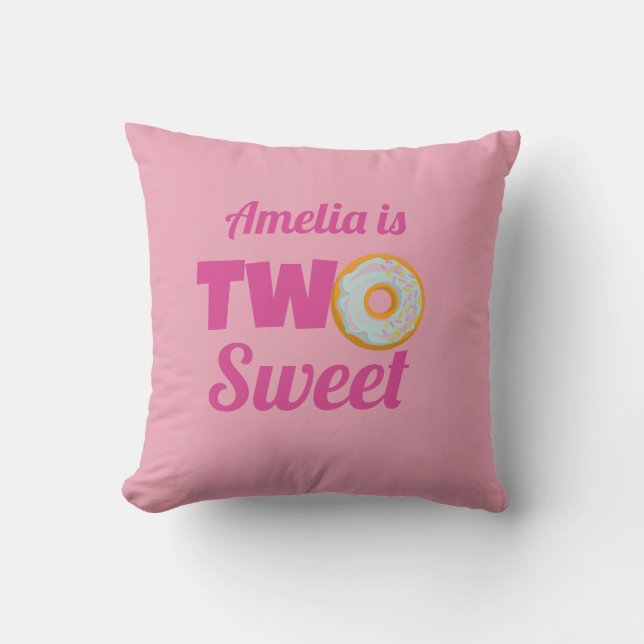 Anpassningsbar Cute två söta Donut Andra födelseda Kudde (Framsida)