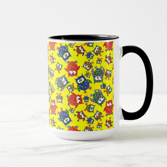 Anpassningsbar Cute Uggla Coffee Mugg, Red, Blue,  Mugg (Höger)