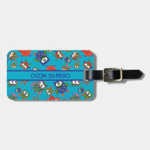 Anpassningsbar Cute Uggla Luggage Tag, Red, Blue, Bagagebricka