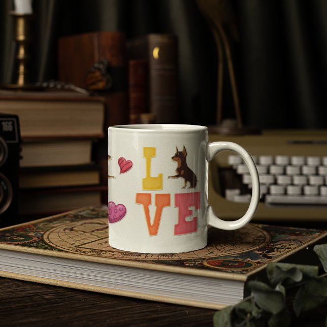 Anpassningsbar Cute Valentine Day Doberman Hund äl Kaffemugg (Skapare uppladdad)