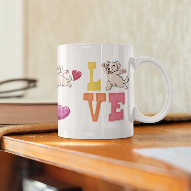Anpassningsbar Cute Valentine Day Malese Hund älsk Kaffemugg (Skapare uppladdad)