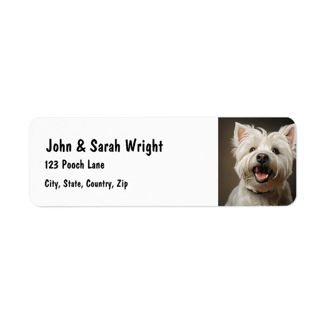 Anpassningsbar Cute Väster Highland White Hund Add Returadress Etikett (Framsidan)