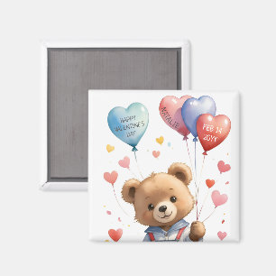 Anpassningsbar Cute Watercolor Nalle Valentines da Magnet