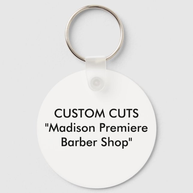 ANPASSNINGSBAR CUTS"Madison Premiere Barber Shop" Nyckelring (Framsida)