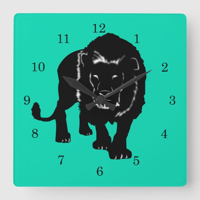 Anpassningsbar CVolors Wall Clock med Lejon konst  Fyrkantig Klocka (Framsida)