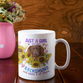 Anpassningsbar Dachshund Älskare Solrosutbildare B Kaffemugg
