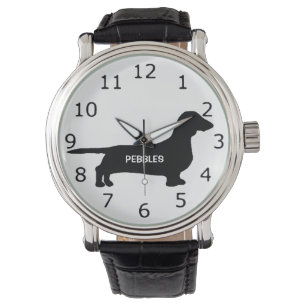 ANPASSNINGSBAR Dachshund Hund Silhouette Armbandsur