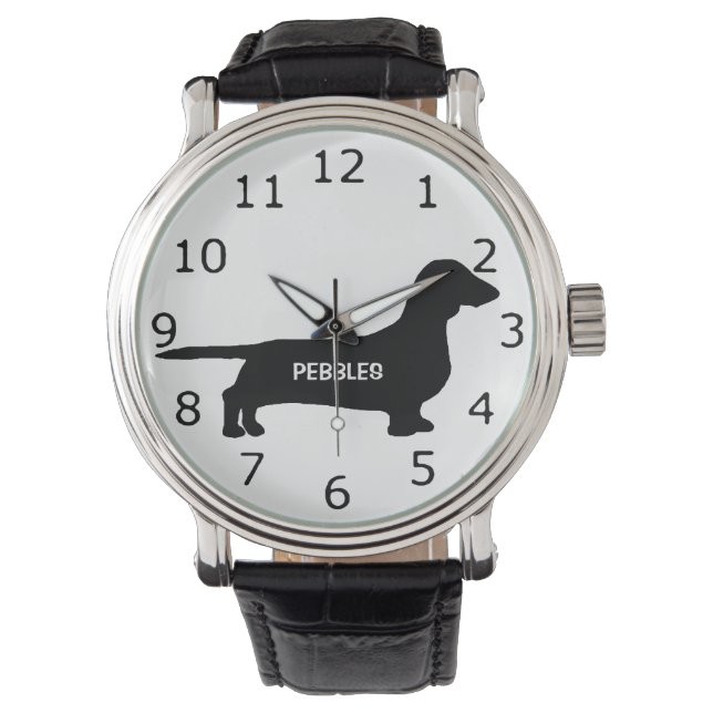 ANPASSNINGSBAR Dachshund Hund Silhouette Armbandsur (Framsida)