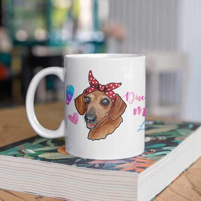 Anpassningsbar Dachshund Mamma Cute Mors dag Hund  Kaffemugg (Skapare uppladdad)
