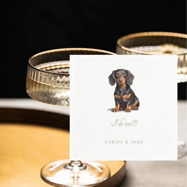 Anpassningsbar Dachshund Pet Bröllop Napkins Pappersservett (Skapare uppladdad)