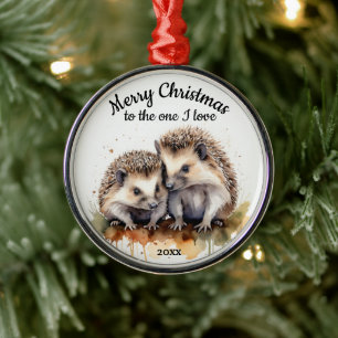 Anpassningsbar Dag jul Hedgehogs en i Kärlek Julgransprydnad Metall