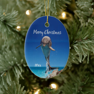 Anpassningsbar Dag Vacker Dolphin Sea Animal Wildl Julgransprydnad Keramik