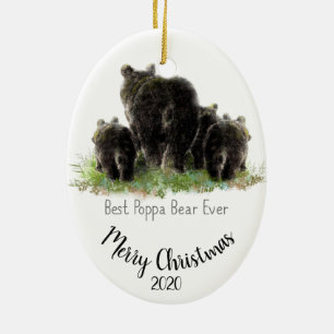 Anpassningsbar Dagen bästa poppa Bear någonsin Julgransprydnad Keramik