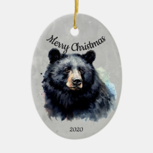 Anpassningsbar Dagen Black Bear Animal Julgransprydnad Keramik