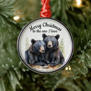 Anpassningsbar Dagen Black Bears One I Kärlek Julgransprydnad Metall