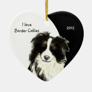Anpassningsbar Dagen i kärlek Gräns Collies hund, Julgransprydnad Keramik