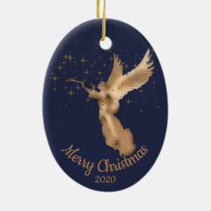 Anpassningsbar Dagen jul Angel Starry Himlar Julgransprydnad Keramik