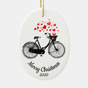 Anpassningsbar Dagen jul Bike Kärlek Hearts Julgransprydnad Keramik