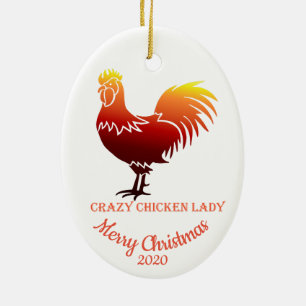 Anpassningsbar Dagen jul Crazy Chicken Dam Roligt Julgransprydnad Keramik